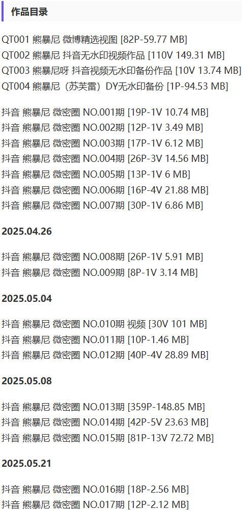 熊暴尼 – 微密圈写真&视频合集【持续更新中】