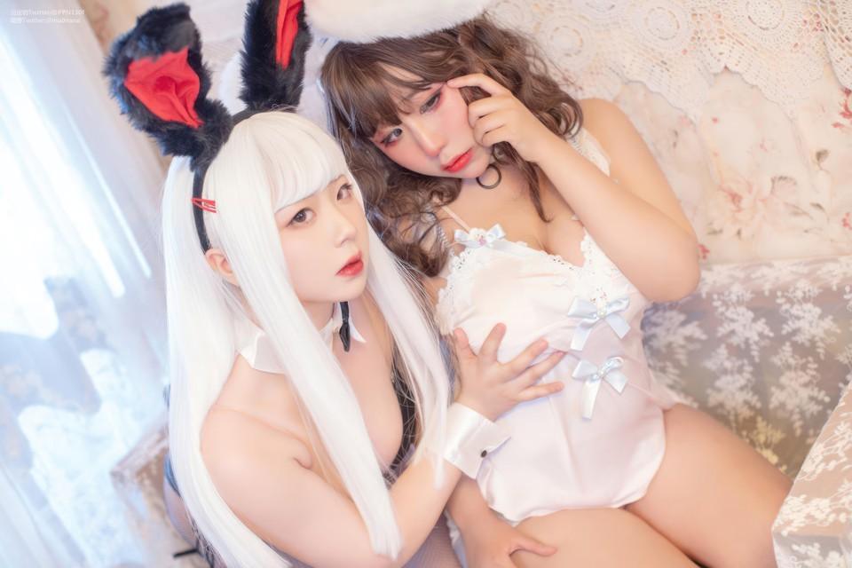 皮皮奶可可爱了啦 – NO.071&喵零超可爱 双人兔兔 [51P-453MB]-1